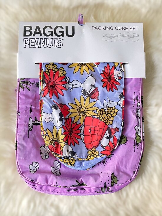 BAGGU Handbags - BAGGU x Peanuts NWT Baggu Packing Cube Set - Peanuts (Floral Snoopy, Pink Spike)